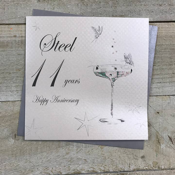 White Cotton Cards - Wholesale Anniversary Card - 11th Steel Coupe (BD111-C)