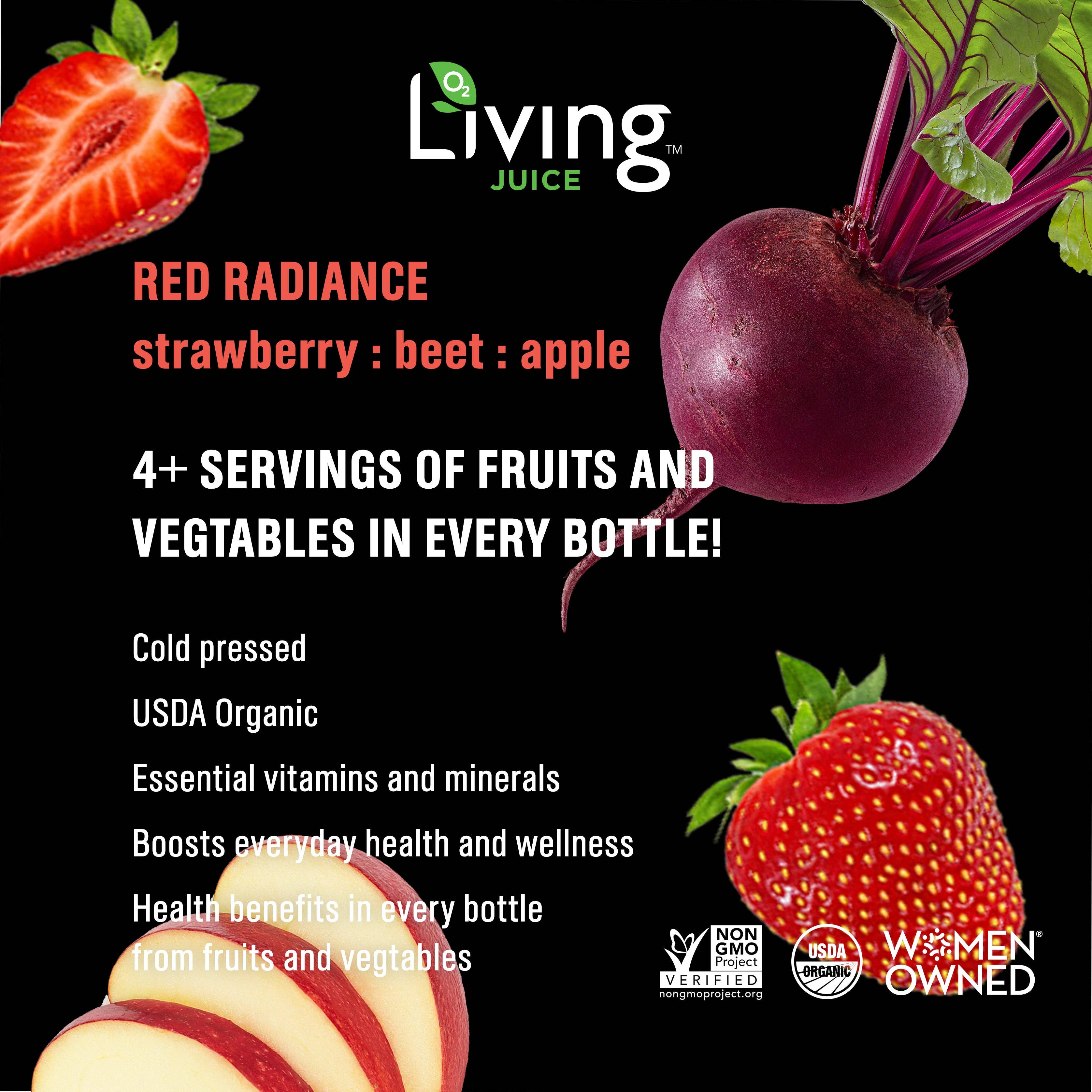 Living Juice - Wholesale Wellness Juice/Tonic - Living Juice Red Radiance - Organic 12oz Pressed Juice6