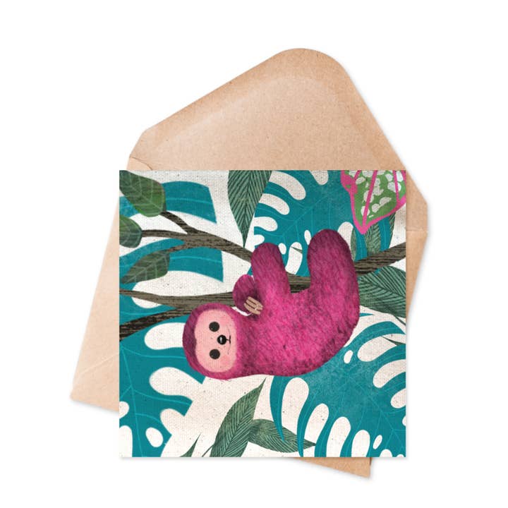 Ilana Ewing Designs – wholesale Everyday greeting card – Pink Sloth Card - Animal Card