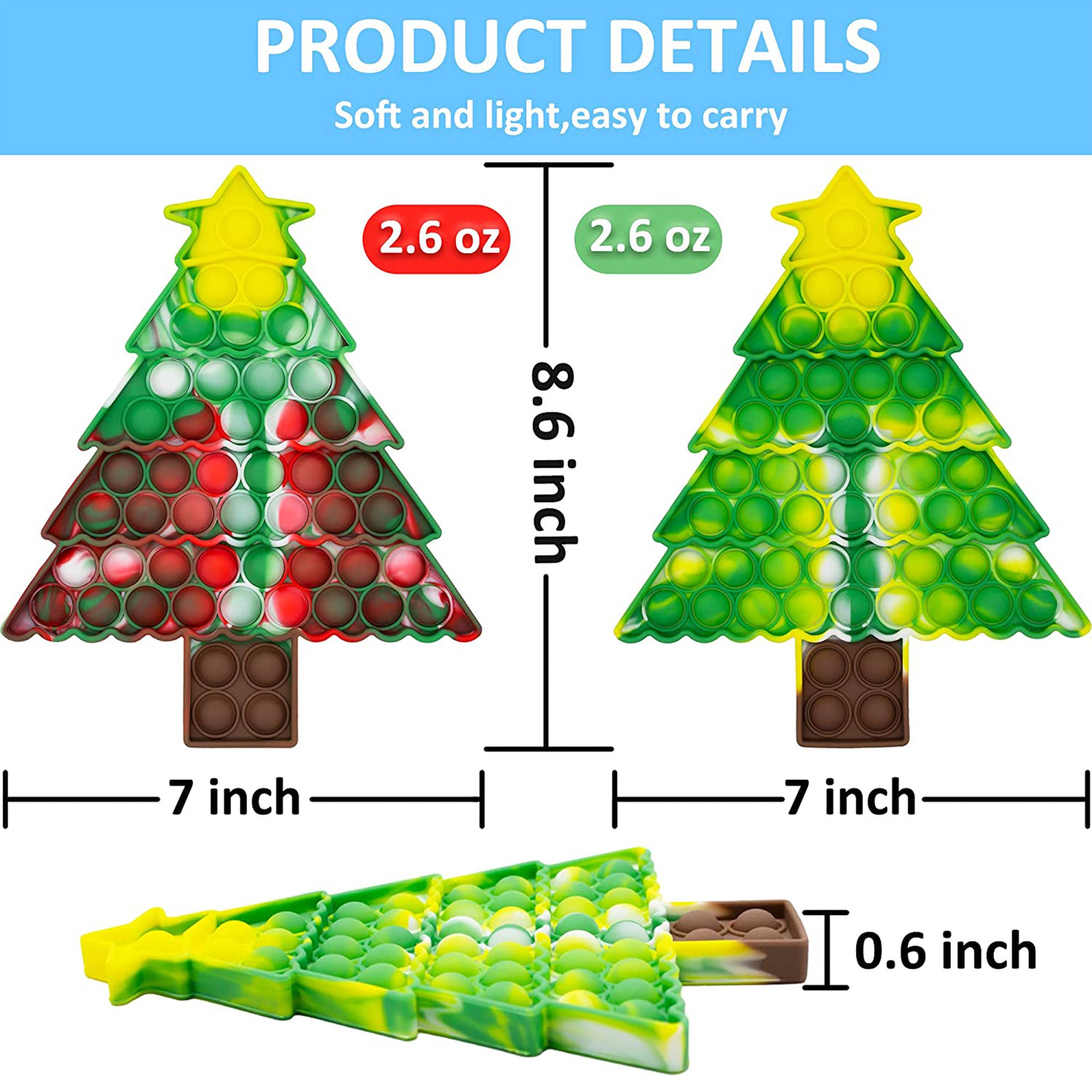 JSBlueRidge Toys - Wholesale Fidget Toy - Kids - Holiday Winter Tree Pop It Fidget Kids Toys9