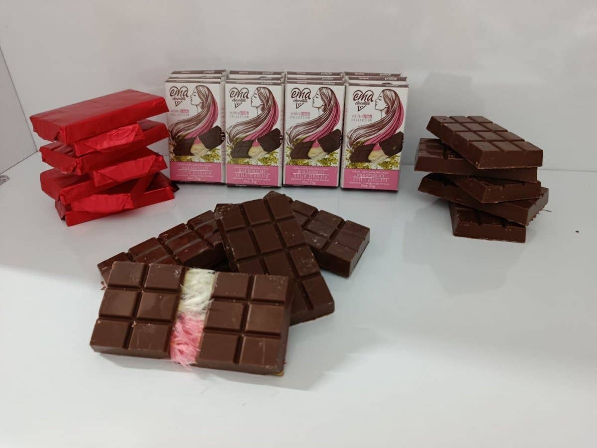 Aladdin - Vendita all'ingrosso Barretta di cioccolato - Cioccolato al latte Angel Hair con pistacchio e zucchero filato - 100 g4