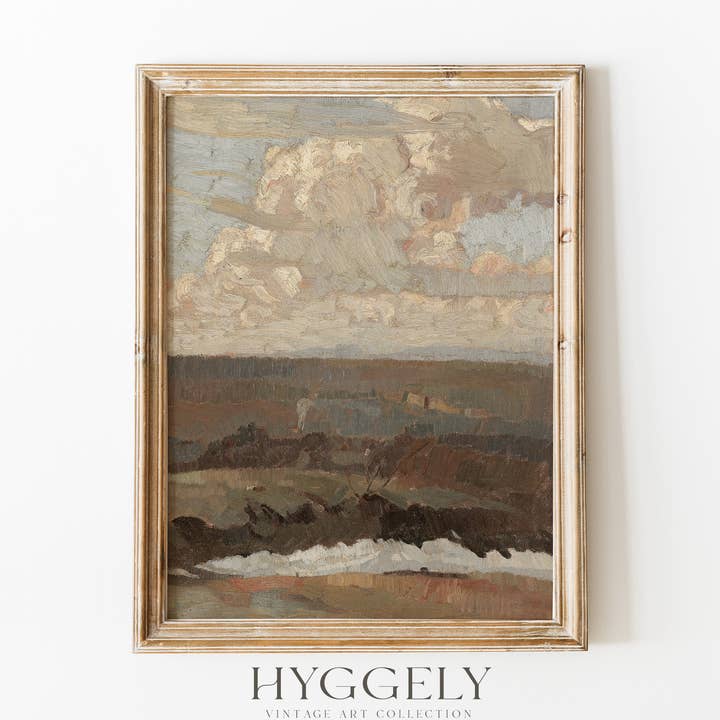 Vintage Landscape Painting | Moody Neutral Muted Art L202 for wholesale by Hyggely