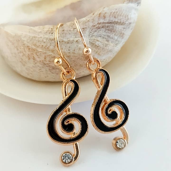 Musical Notes Earrings, Diamond Treble Clef Earrings for wholesale by Piccadilly Pendants