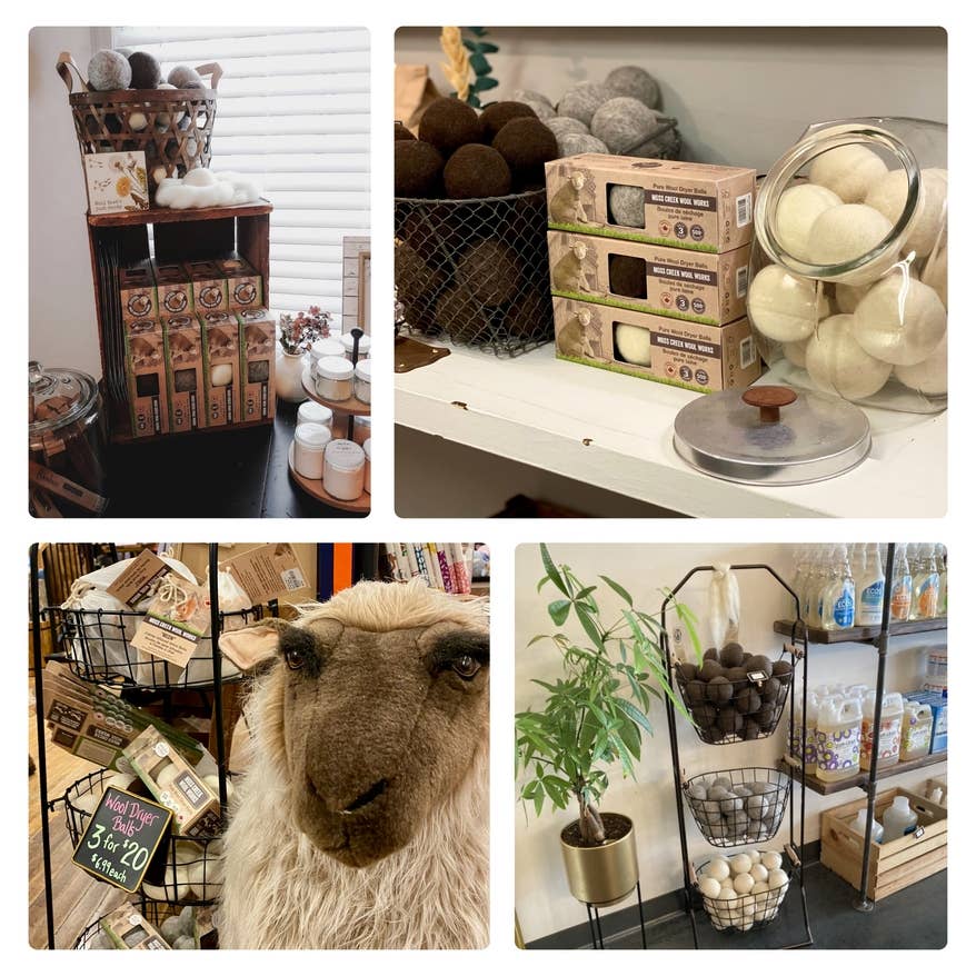 Moss Creek Wool Works | Wool Dryer Balls - Wholesale Dryer Balls - 100% Pure Wool Dryer Balls | 3-Pack Barn Box | White & gray8