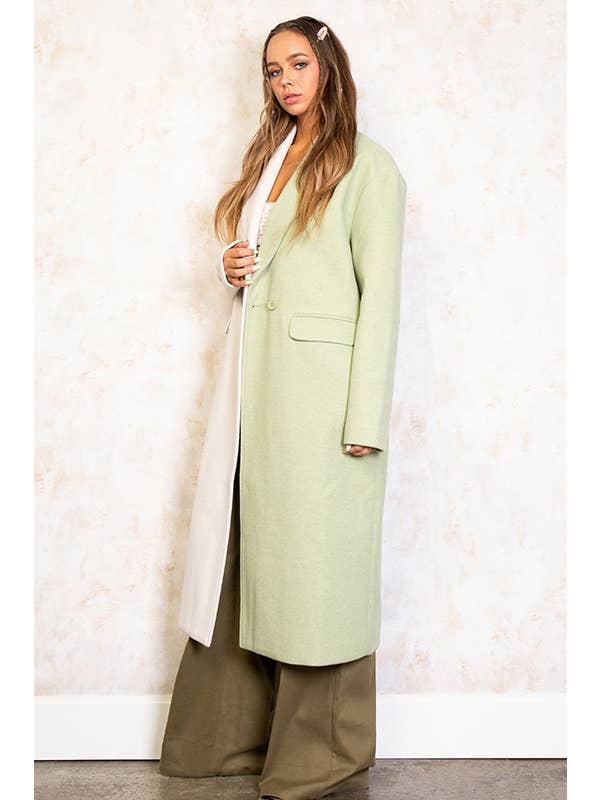 Sage Combo CT5767B Half And Half Contrast Heavy Coat for wholesale on Faire2