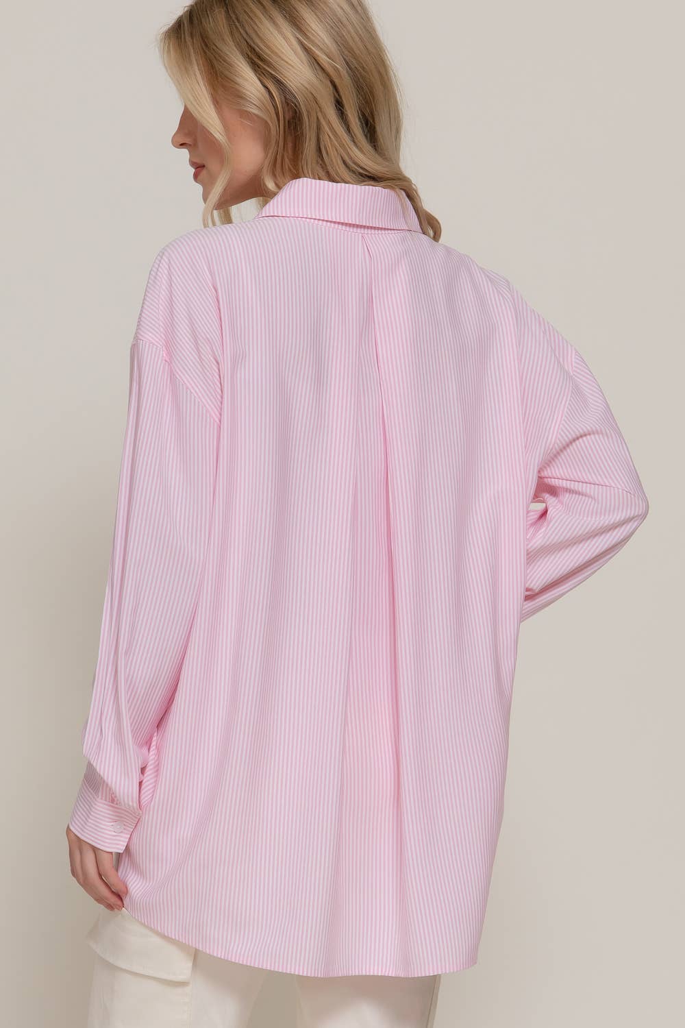 Active Basic | Active USA - Venta al por mayor Camisa con botones - Mujer - Camisa de rayas Y/D de manga larga dolman y corte extragrande9