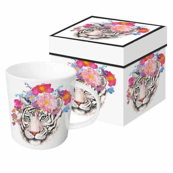 $MUG IN GIFT BOX- FLORA TIGER for wholesale by Paperproducts Design • Ambiente