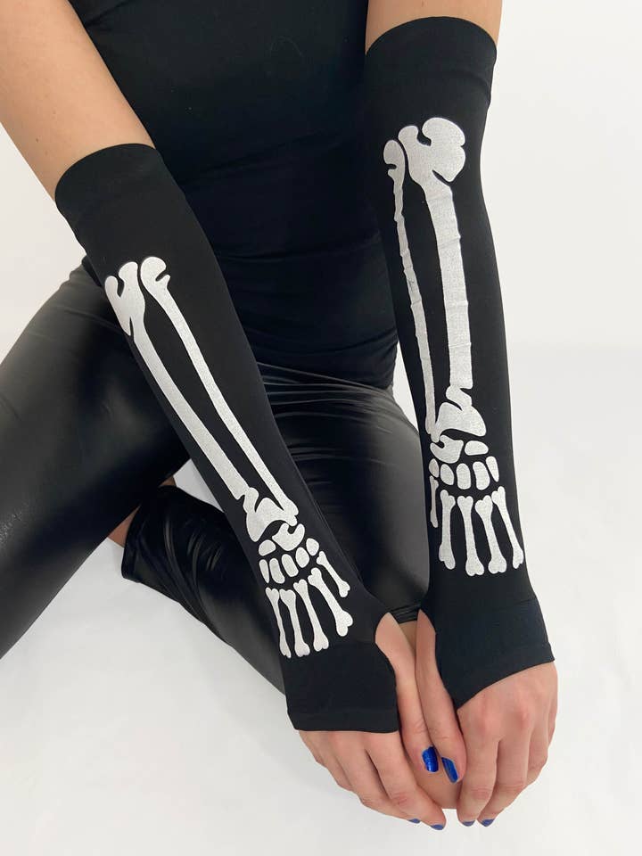 Guanti senza dita Skeleton Bone per la vendita all'ingrosso da parte di Pamela Mann