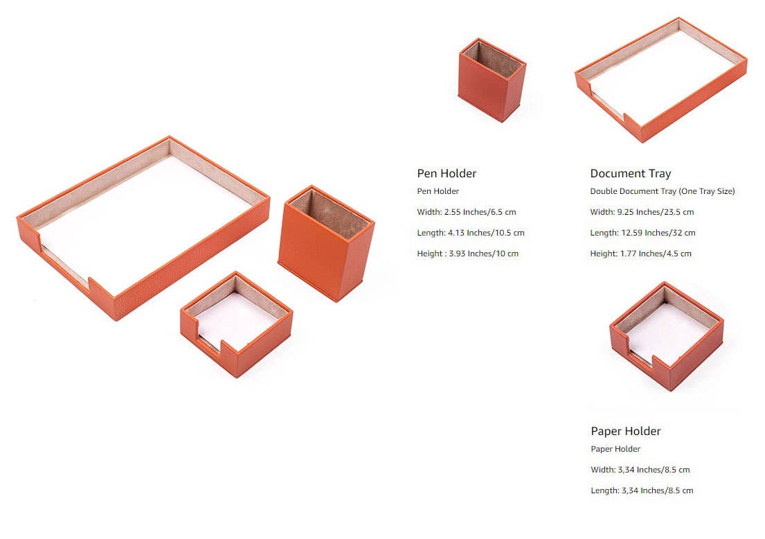 MOOG LLC - Vendita all'ingrosso Organizer da scrivania - Set da scrivania in pelle MOOG - 3 accessori - Organizer da scrivania - 3 pezzi4