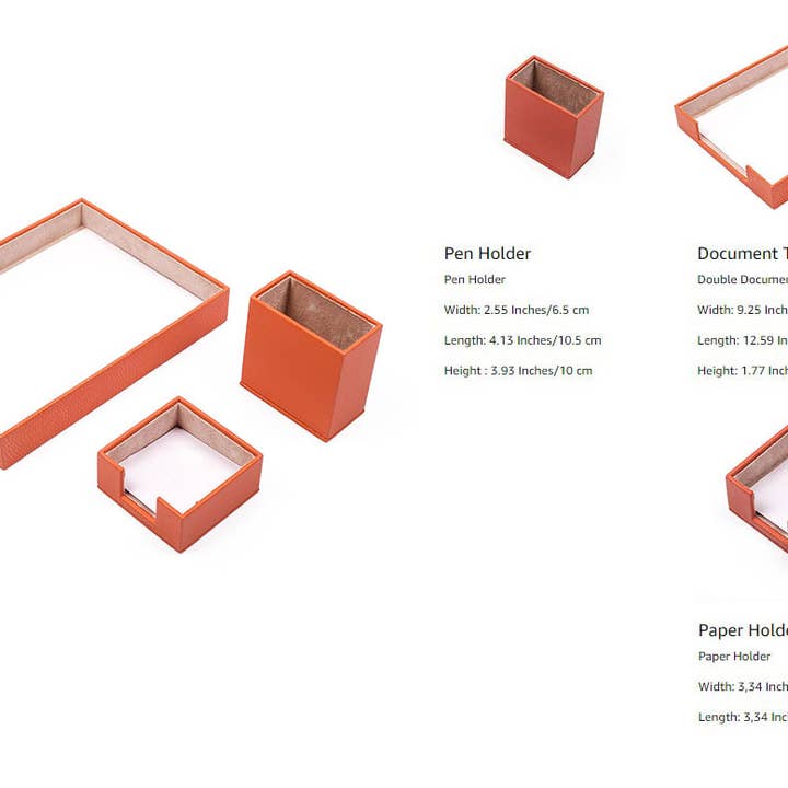 MOOG LLC - Vendita all'ingrosso Organizer da scrivania - Set da scrivania in pelle MOOG - 3 accessori - Organizer da scrivania - 3 pezzi4