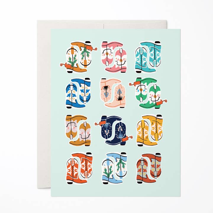 Blank Card: Cowboy Boots for wholesale by Antiquaria