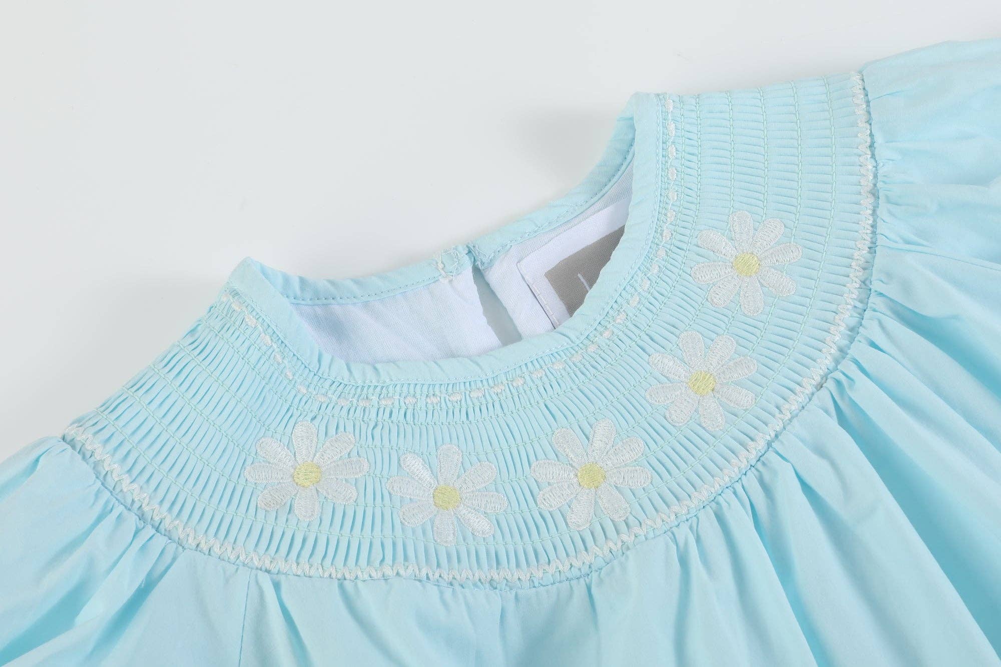 Lil Cactus - Wholesale Clothing Set - Baby - Light Blue Daisy Smocked Dress and Bloomer Set2