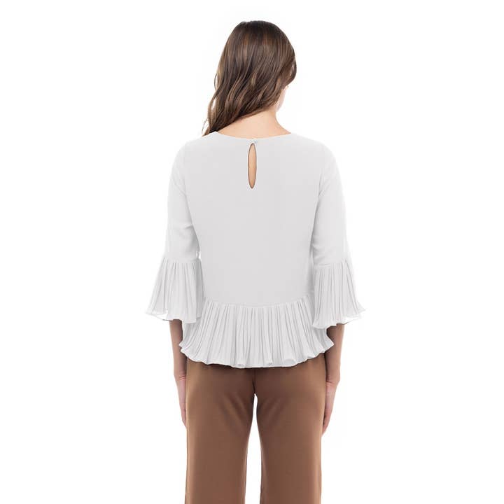 Naked Zebra – Engroshandel Bluse - Dame – Bluse med 3/4 ærmer og plisseringer14