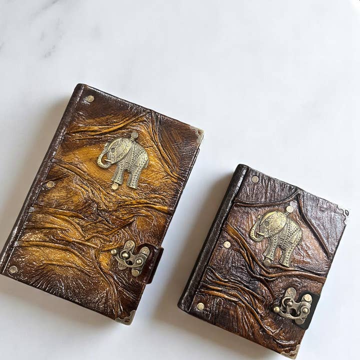 CRETE TRADING INC - Wholesale Journal/Diary - Handmade Leather Journal Belt Strap Elephant Brown