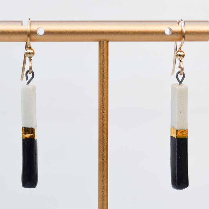 Porcelain Bar Earrings – Black and White for wholesale by Lilikoi Project