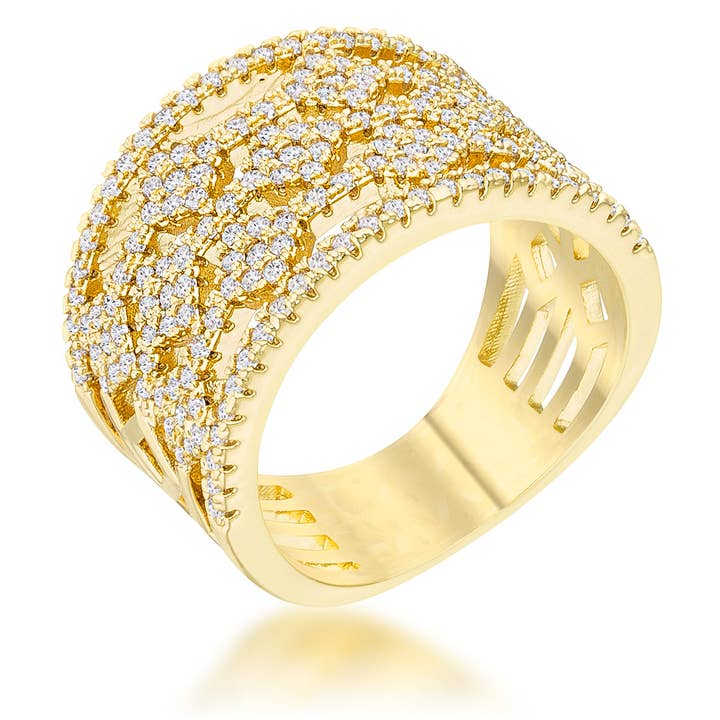 Marlene 0.6ct CZ 14k Gold Wide Band Cocktail Ring for wholesale by JGoodin