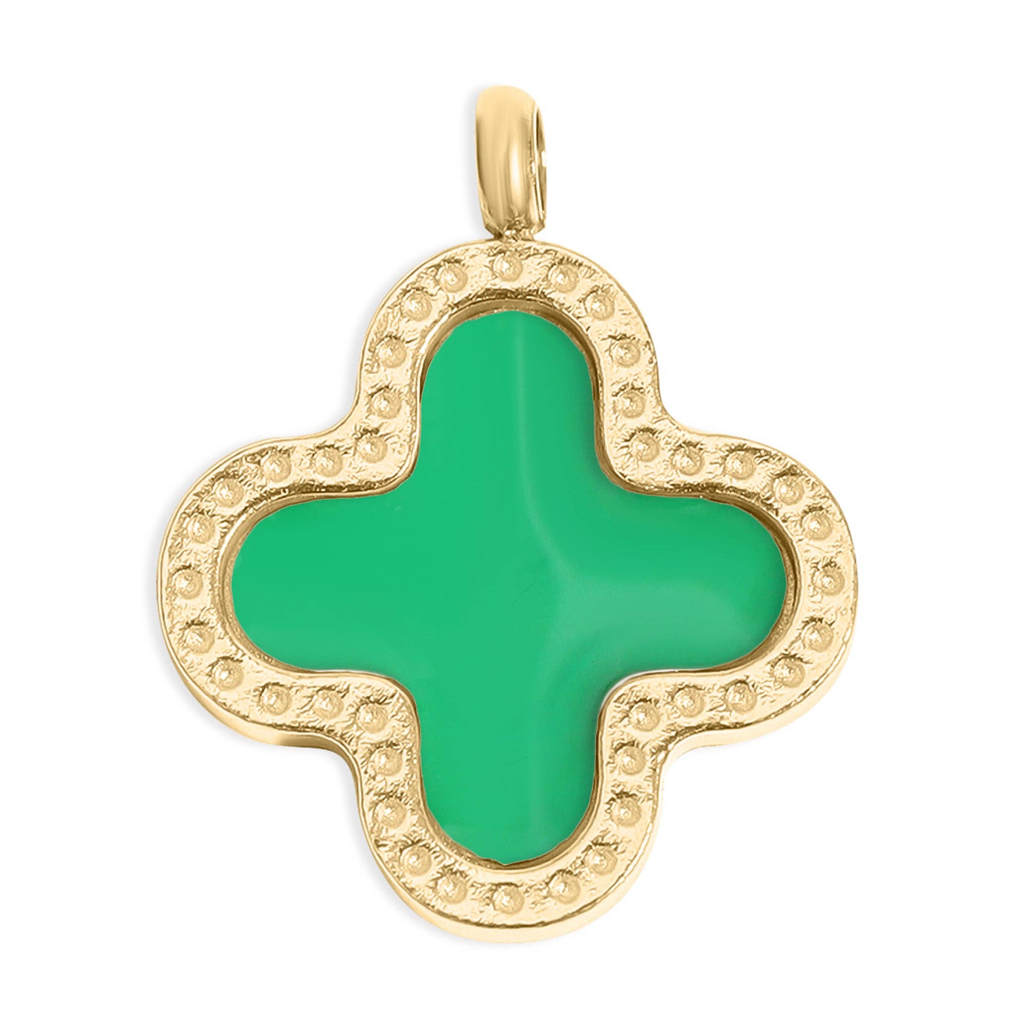 18K Gold PVD Stainless Steel Lucky Clover Charm for wholesale on Faire1