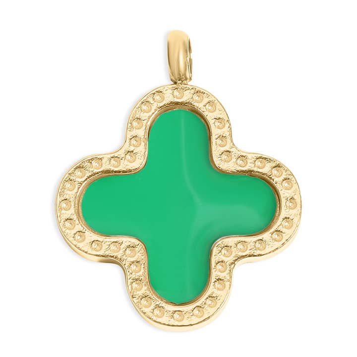 18K Gold PVD Stainless Steel Lucky Clover Charm for wholesale on Faire1