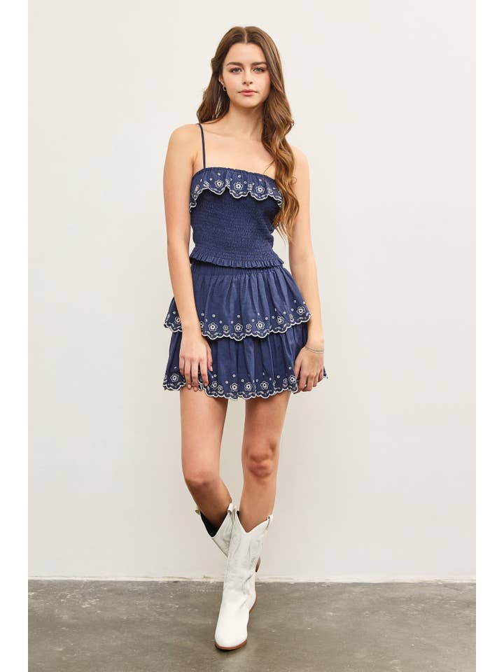 Mustard Seed – wholesale Camisole – Women′s – EMBROIDERED RUFFLE SMOCKED CAMI TOP5