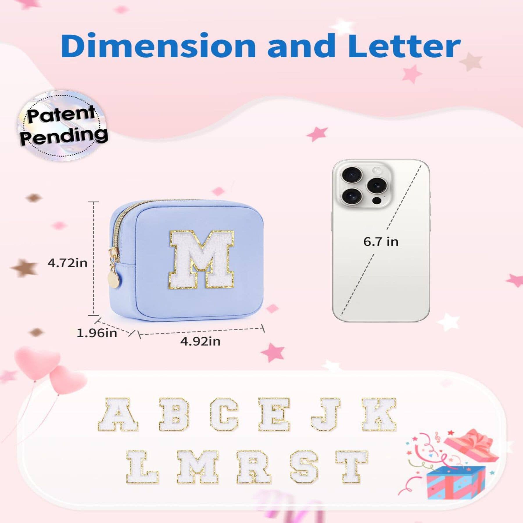 wandf – Großhandel Schmink-/Kosmetiktasche – Personalisierte Monogramm-Tasche Mini Initialen Schminktasche89