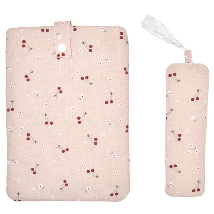 Pochette à livre de poche + marque-page - imprimé cerises pour la vente par Poule House