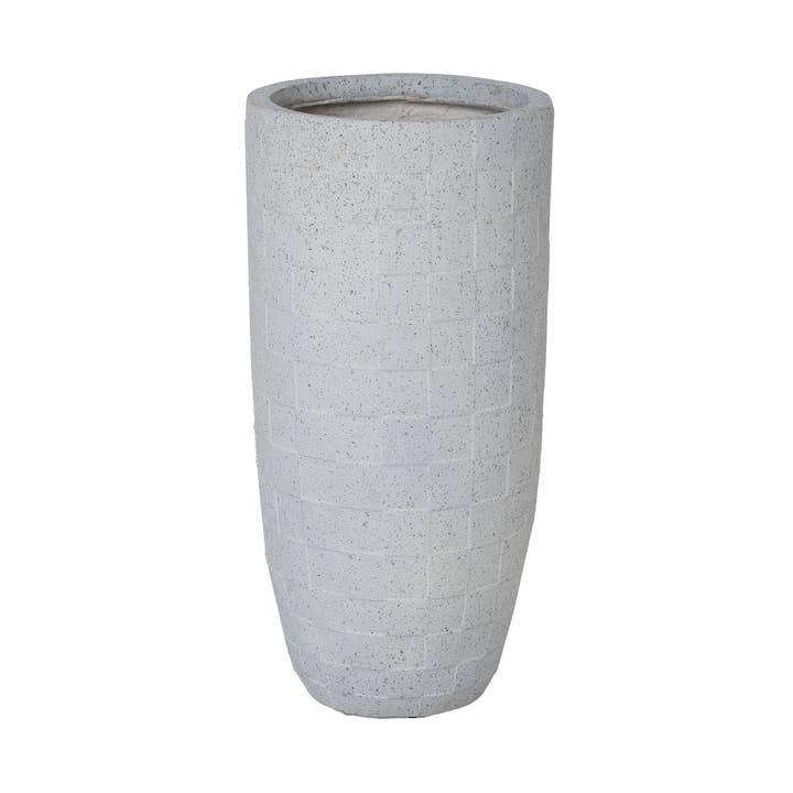 22" Tall Indoor/ Outdoor Checkered Beige Fiberstone Planter for wholesale by Vintage Home