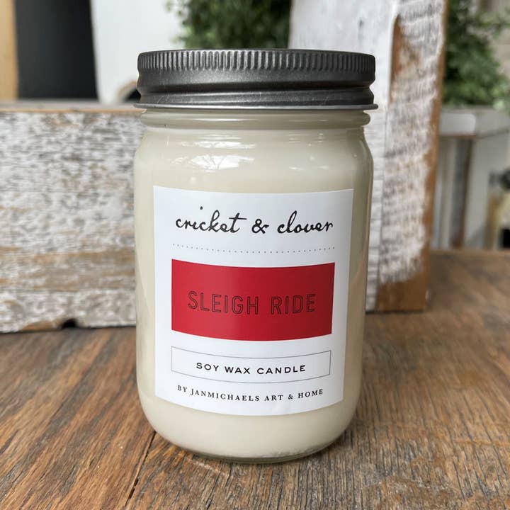 Candela Sleigh Ride Soy Mason Jar per la vendita all'ingrosso da parte di JanMichaels Art & Home