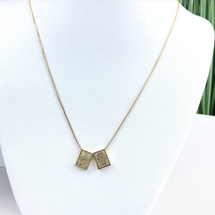 Luxus Accessories – Großhandel Kette mit Anhänger/Charm – Skapulier-Halskette mit 18-karätigem Gold gefüllt, 1 mm Box Link