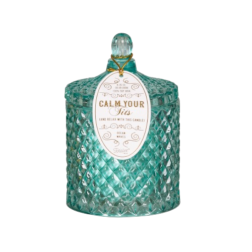Transparent Crystal Teal Calm Your Tits Candle for wholesale on Faire0