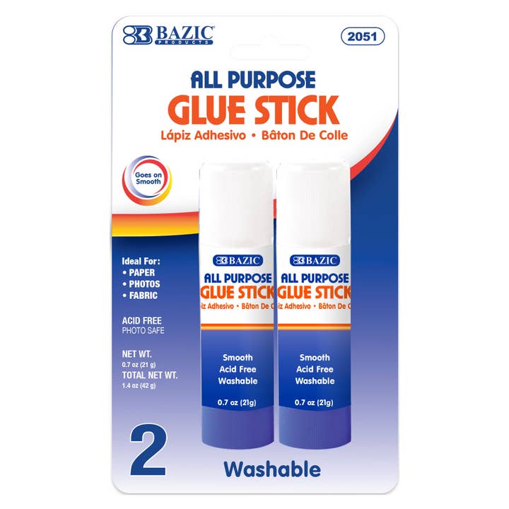 BAZIC Products - Wholesale Glue - Glue Stick Premium 0.7 oz (21g)(2/Pack)