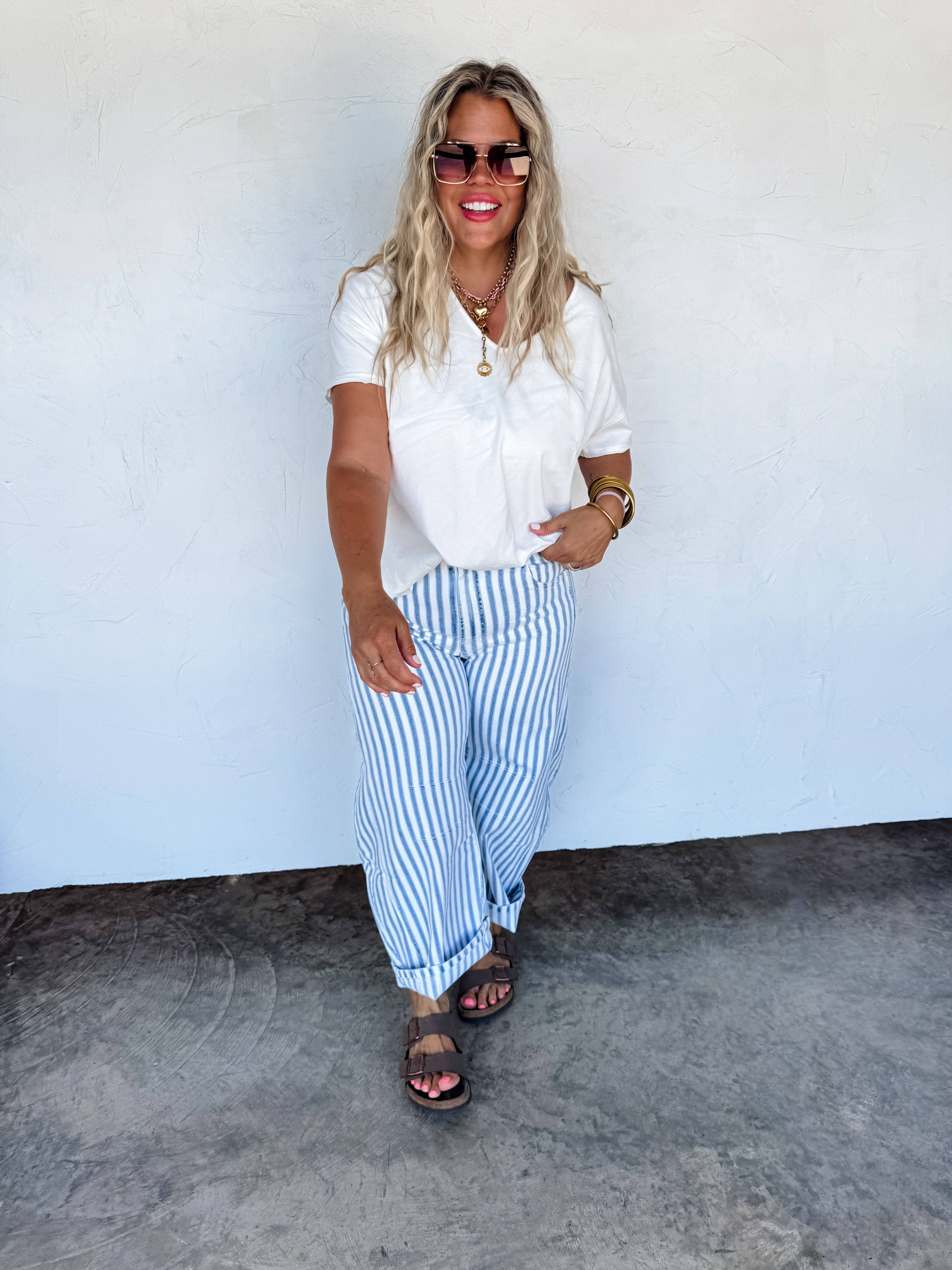 BLAKELEY - Wholesale Jeans - Women's - BEACHY STRIPE BARREL JEAN3