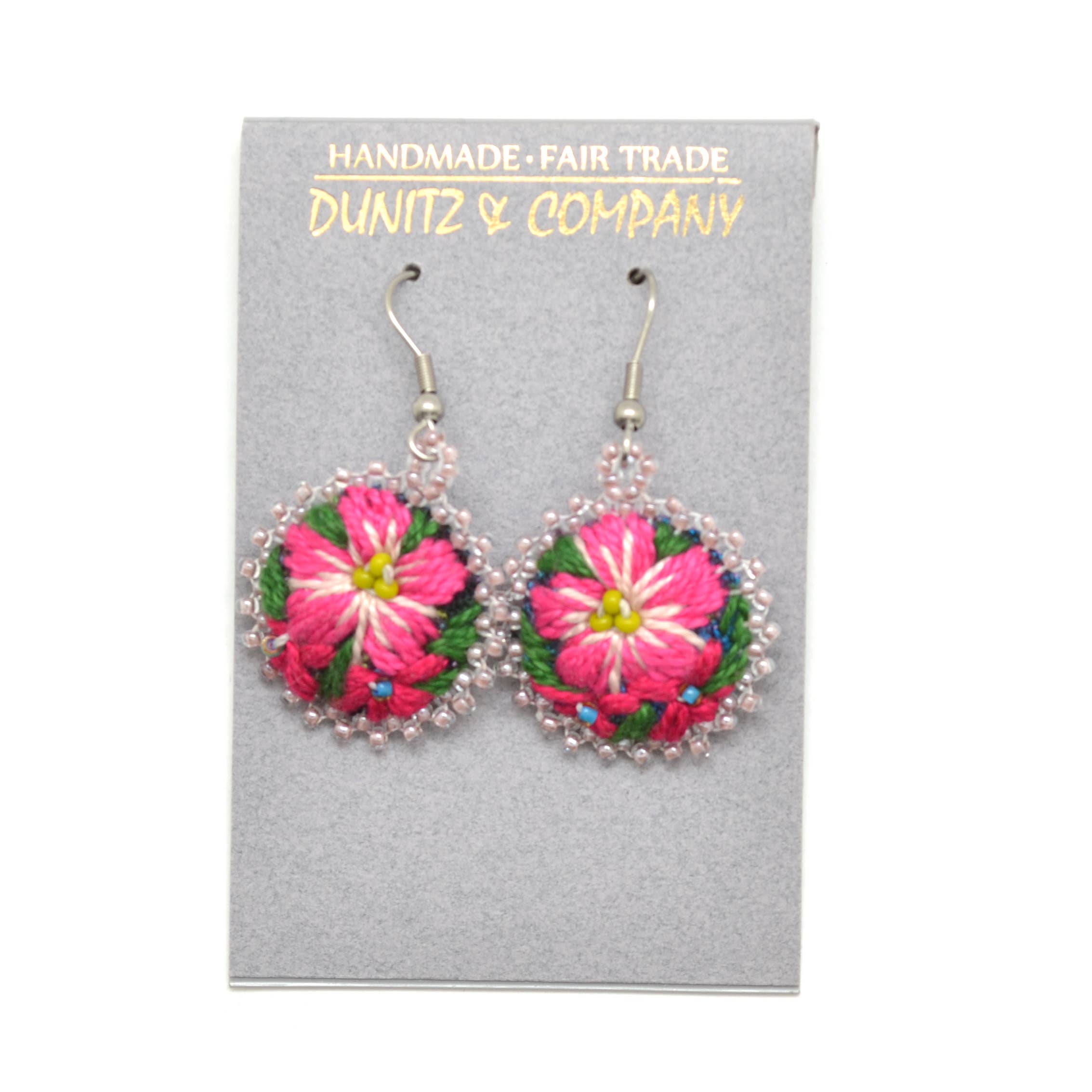 Dunitz & Company - Wholesale Dangle Earrings - Embroidered & Beaded Flower Earrings - Fair Trade Verified12