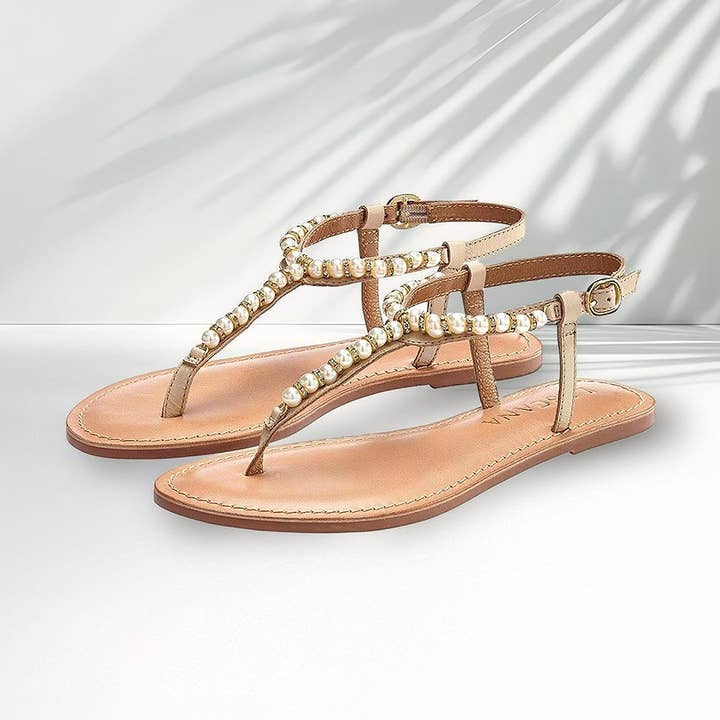 LASCANA Women's Pearl Bead Accent Sandals for wholesale by Lascana