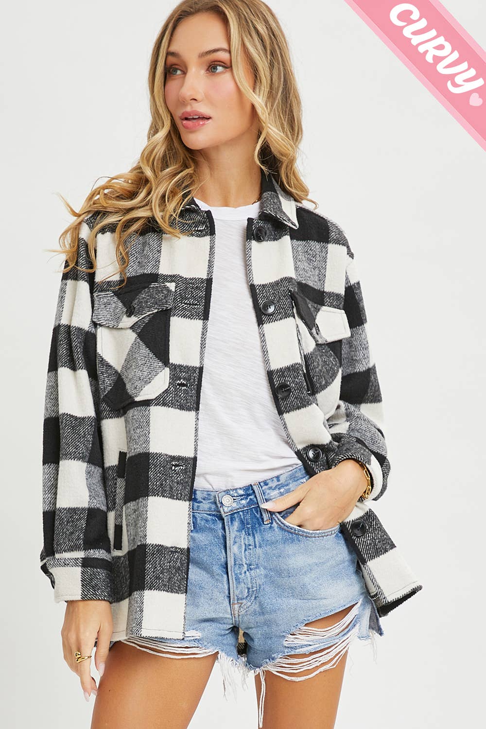 Sweet Lovely by Jen – wholesale Shirt Jacket/Shacket - Women’s – PLUS SIZE FLANNEL OUTEWERAR SHACKET23