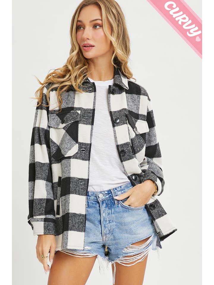 Sweet Lovely by Jen – wholesale Shirt Jacket/Shacket - Women’s – PLUS SIZE FLANNEL OUTEWERAR SHACKET23