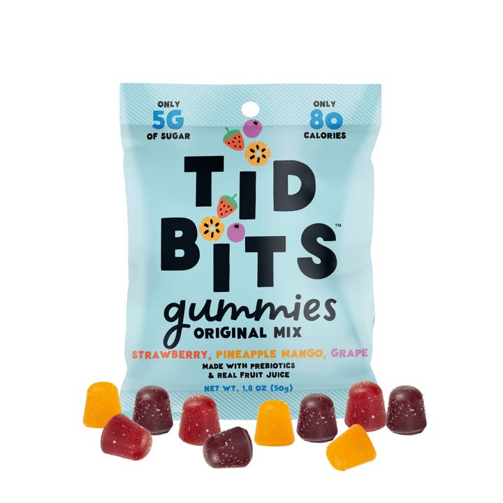 TiDBiTS Candy - Wholesale Gummy - 12pk Original Mix Gummy Candy, Low Sugar 5g, Prebiotics