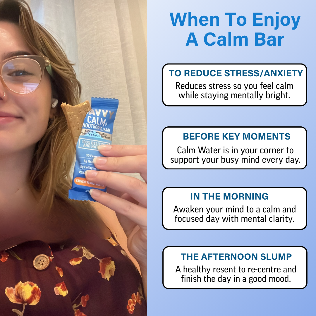 SAVVY BEVERAGES - Wholesale Snack bar - CALMING COLLAGEN PROTEIN BAR + Nootropics10