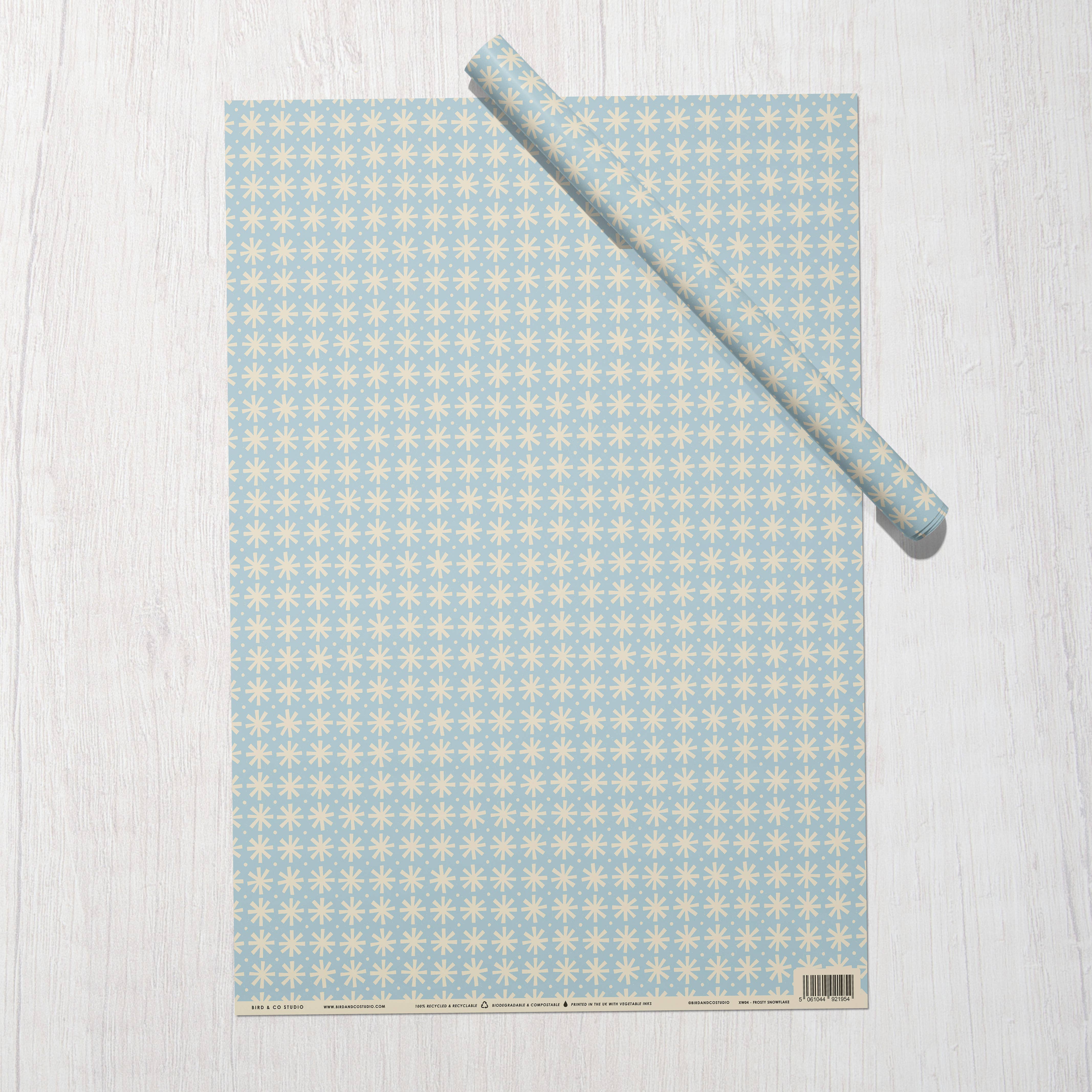 Bird & Co Studio - Wholesale Flat Wrap - Frosty Snowflake | Modern-Retro Recycled Gift Wrap Paper2