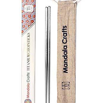 Mandala Crafts - Wholesale Chopsticks - Mandala Crafts Reusable Titanium Chopstick Set with Case for Adults and Kids; Portable and Dishwasher Safe7