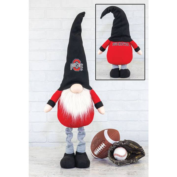 Hanna's Handiworks - Wholesale Decorative Figurine - OHIO STATE GNOME FAN STRETCH LEG