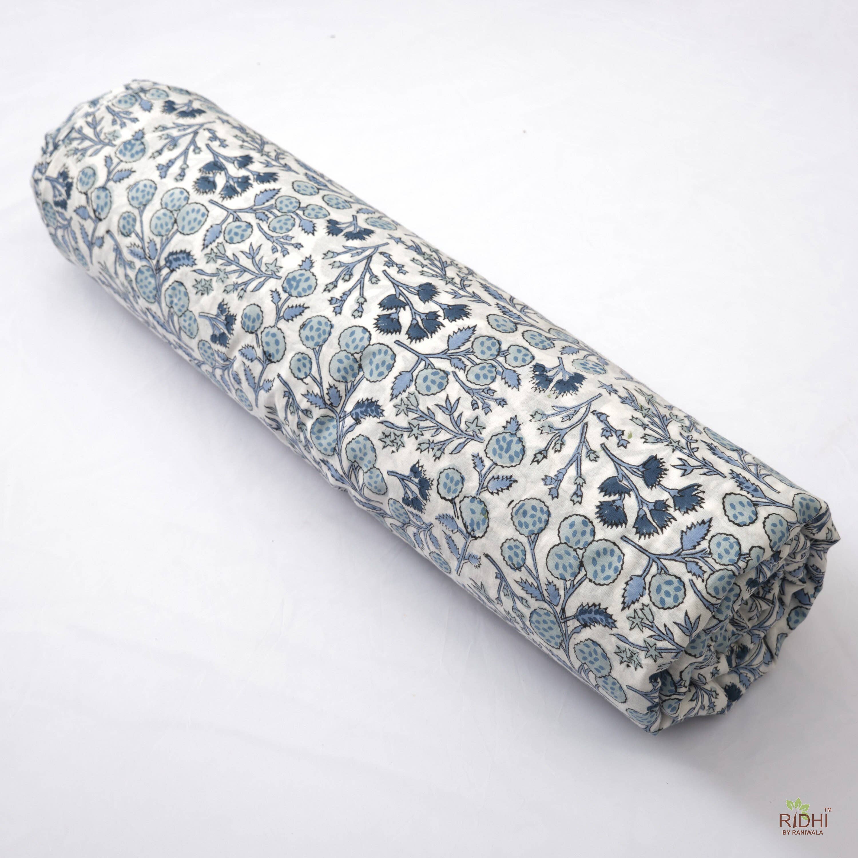 Fabricrush - Wholesale Fabric - Denim and Baby Blue Indian Hand Block Print Fabric by yard 1