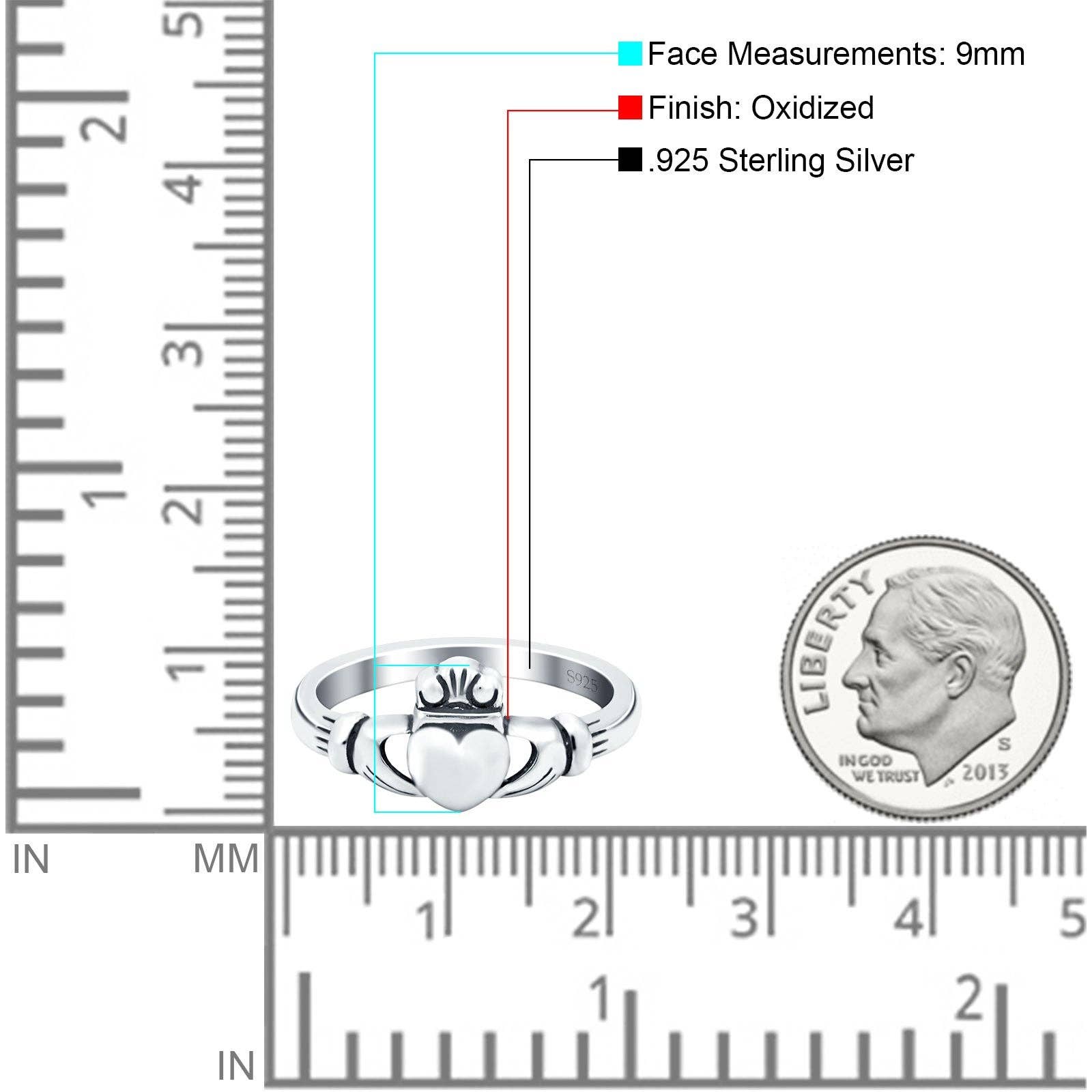 Sterling Silver Heart Celtic Oxidized Claddagh Promise Ring for wholesale on Faire3