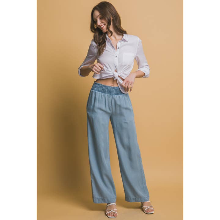 Hoog getailleerde casual broek met gesmokte taille voor wholesale door IVE