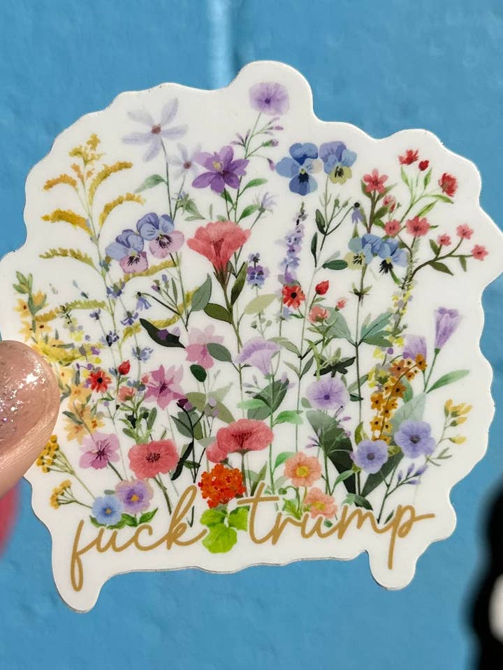 Hidden "Fuck Trump" Floral Sticker for wholesale by Hilarious Humanitarian
