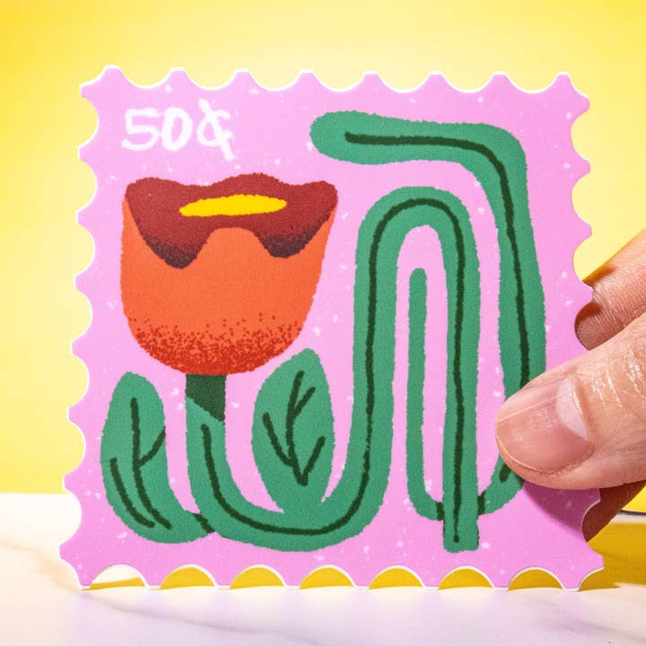 Adesivi lavabili in lavastoviglie Adesivo con timbro vintage illustrato per la vendita all'ingrosso da parte di Esther Nariyoshi Illustrations