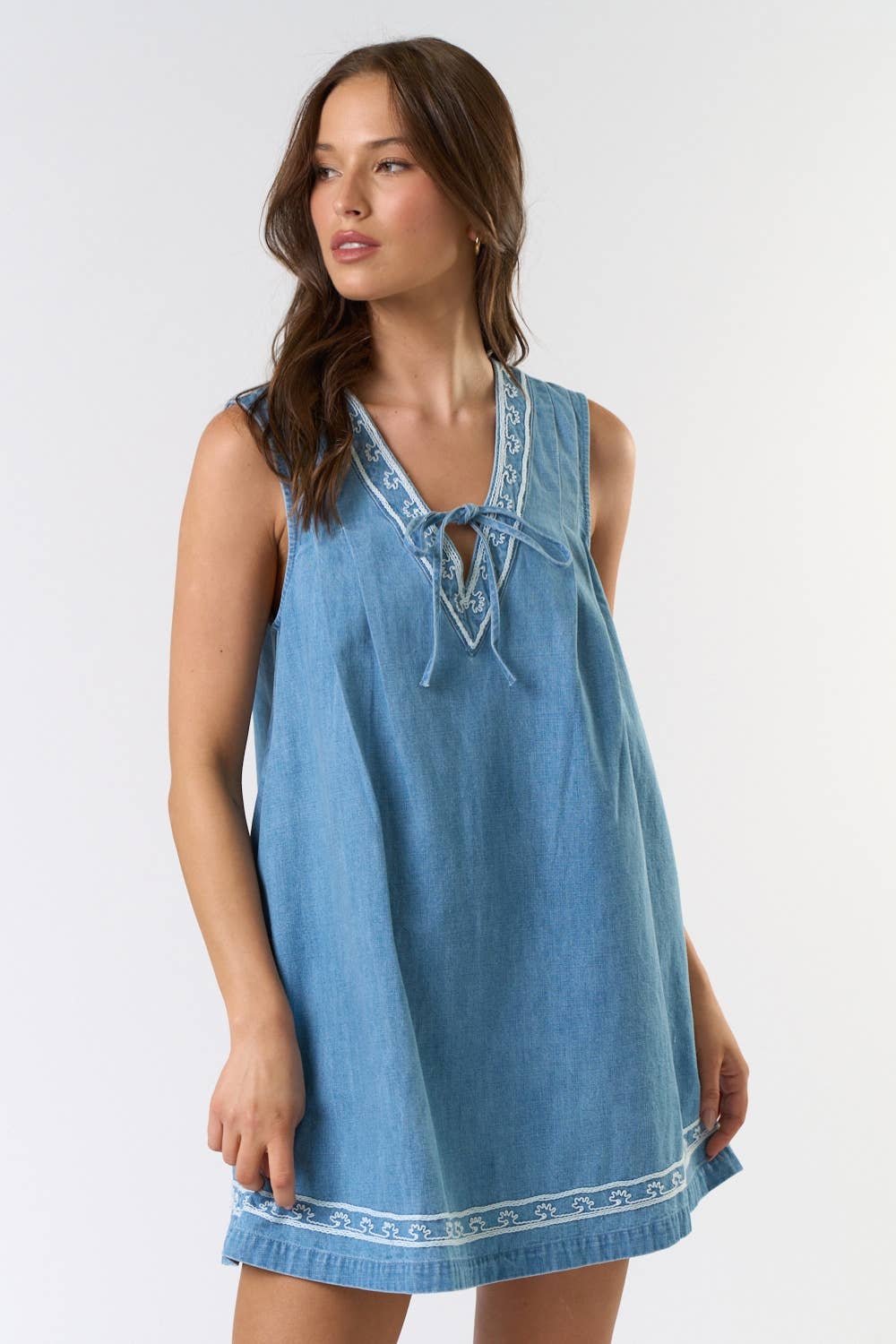 ILD5211 Embroidery Denim Mini Dress for wholesale on Faire2