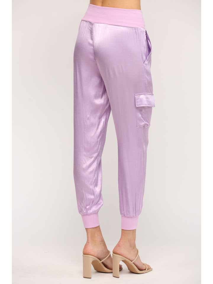 FATE - Vente Pantalon – femme - Pantalon jogger cargo en satin FP317626