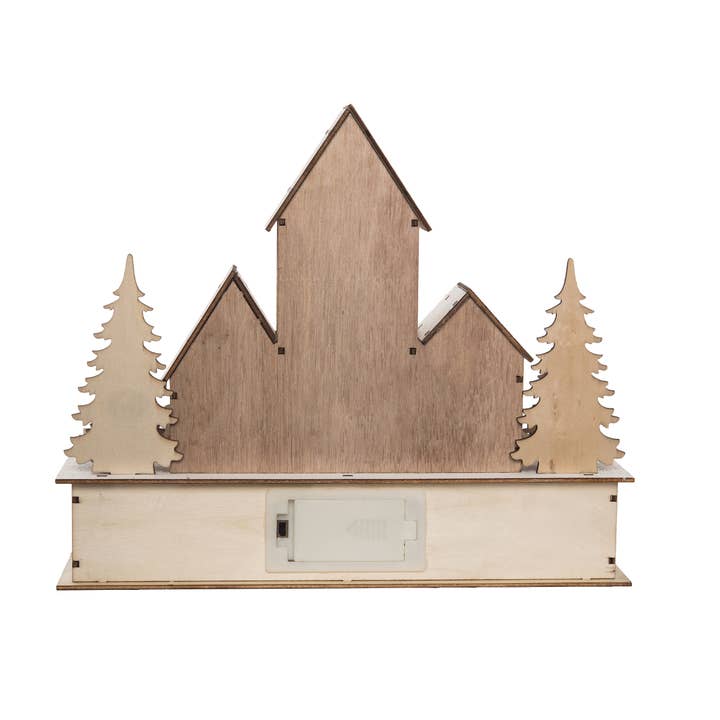 Transpac - Wholesale Christmas Decoration - CLOSEOUT Wood 12" Christmas Laser Cut Lodge Scene