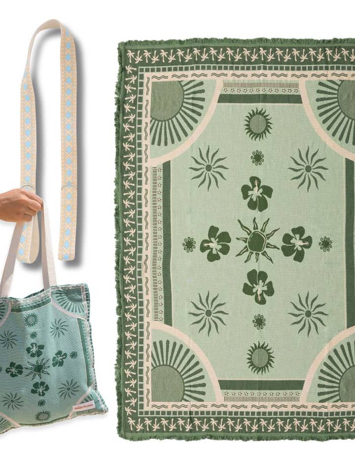 Sage Rug, Bag & Blue Strap for wholesale by Sunni Scenes