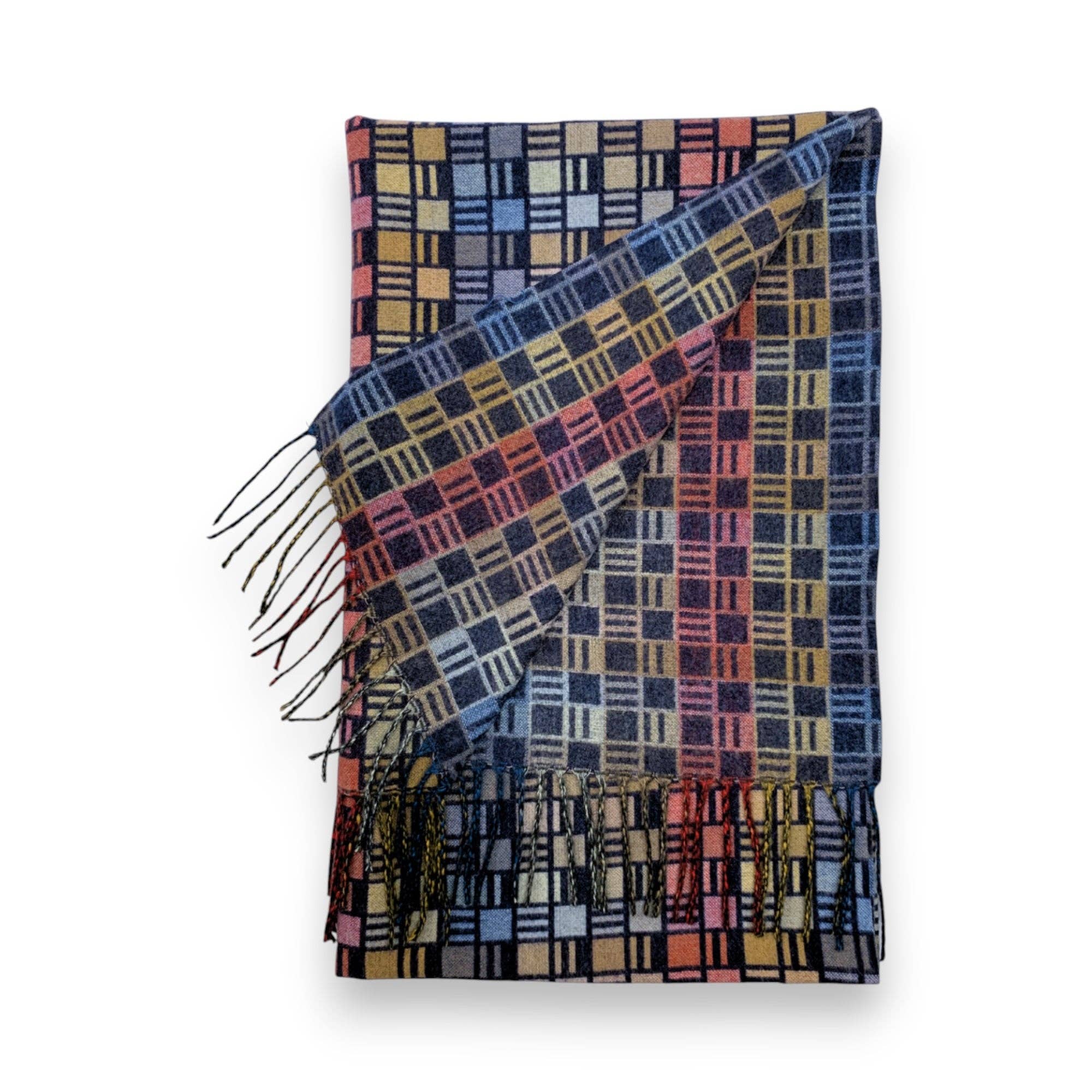 Lili Scarves (US Duty Free) – wholesale Halsduk - Dam – Cube Print Cashmere-blandning Vinterhalsduk14